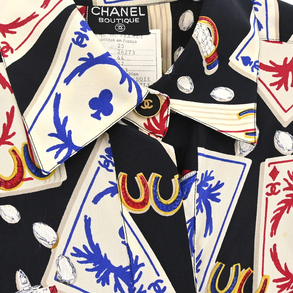 Chanel Blouse Shirt Playing Card Black #44