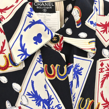 Chanel Blouse Shirt Playing Card Black #44