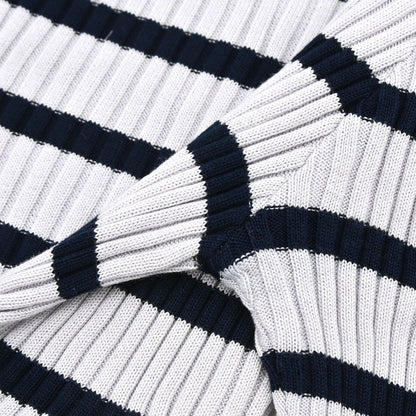 Chanel 1998 Short Sleeve Top Border Gray Navy #44