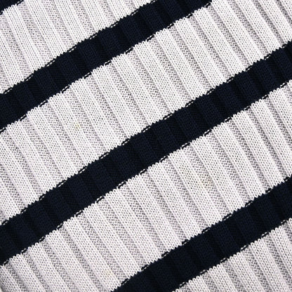 Chanel 1998 Short Sleeve Top Border Gray Navy #44