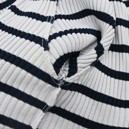 Chanel 1998 Short Sleeve Top Border Gray Navy #44