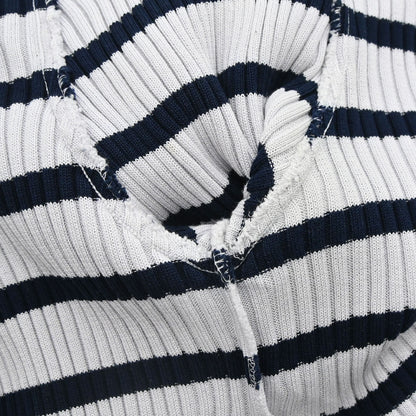 Chanel 1998 Short Sleeve Top Border Gray Navy #44