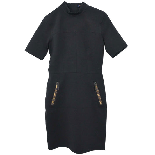 Louis Vuitton Short Sleeve Dress Monogram Black #36