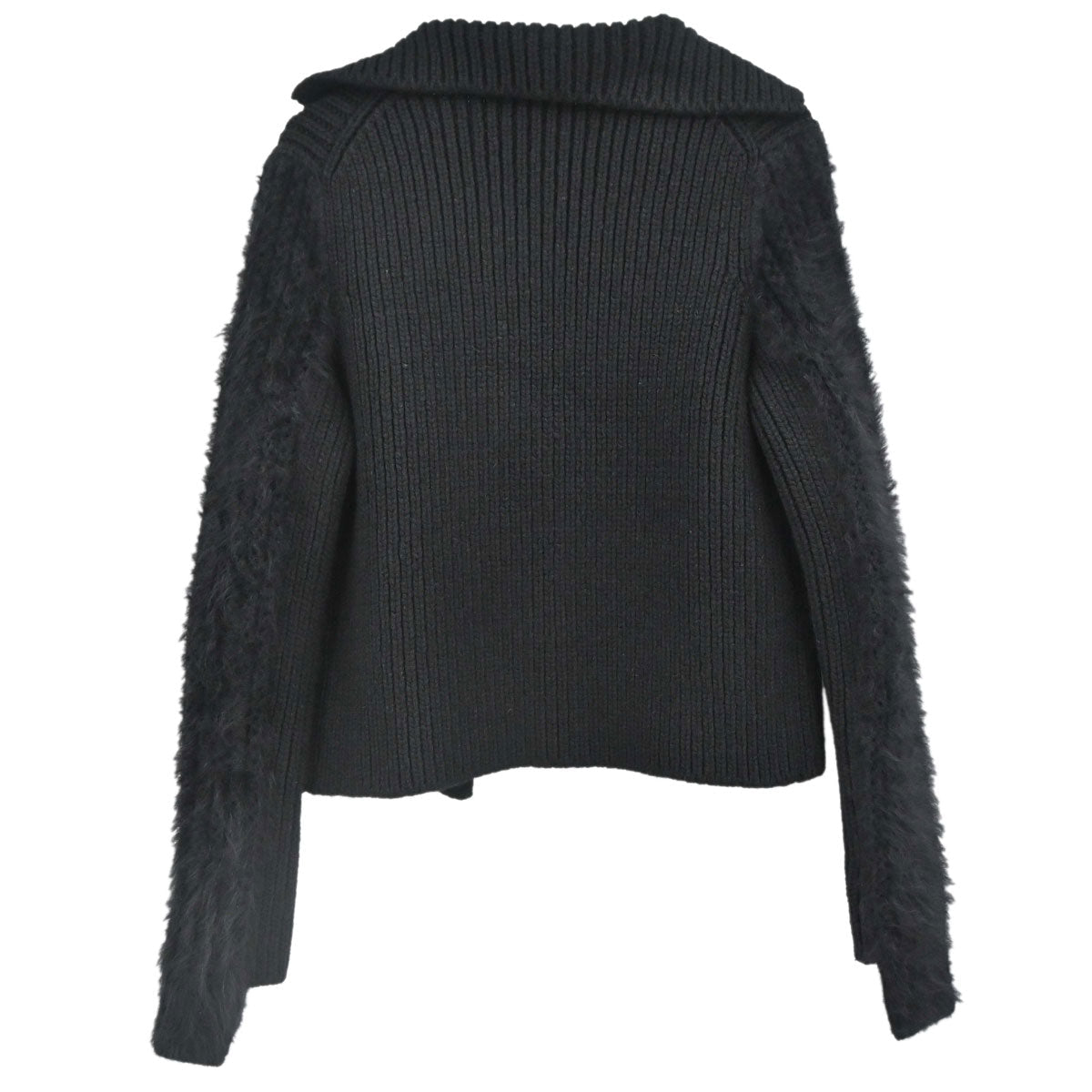 Chanel 2002 Ribbed Knit Cardigan Black #38