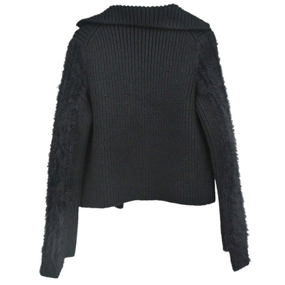 Chanel 2002 Ribbed Knit Cardigan Black #38