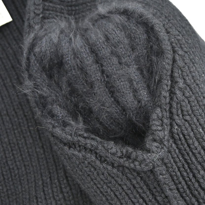 Chanel 2002 Ribbed Knit Cardigan Black #38