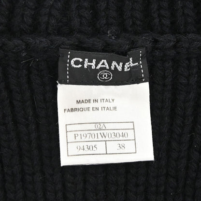 Chanel 2002 Ribbed Knit Cardigan Black #38