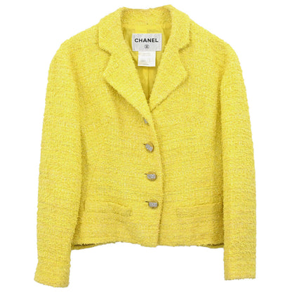 Chanel Single Breasted Jacket Tweed Yellow #40