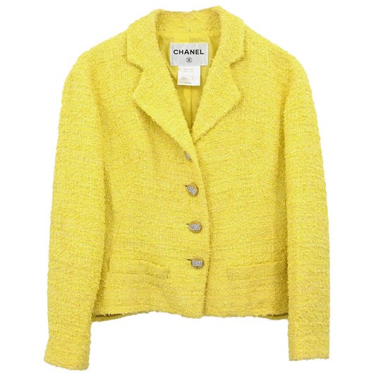 Chanel Single Breasted Jacket Tweed Yellow #40