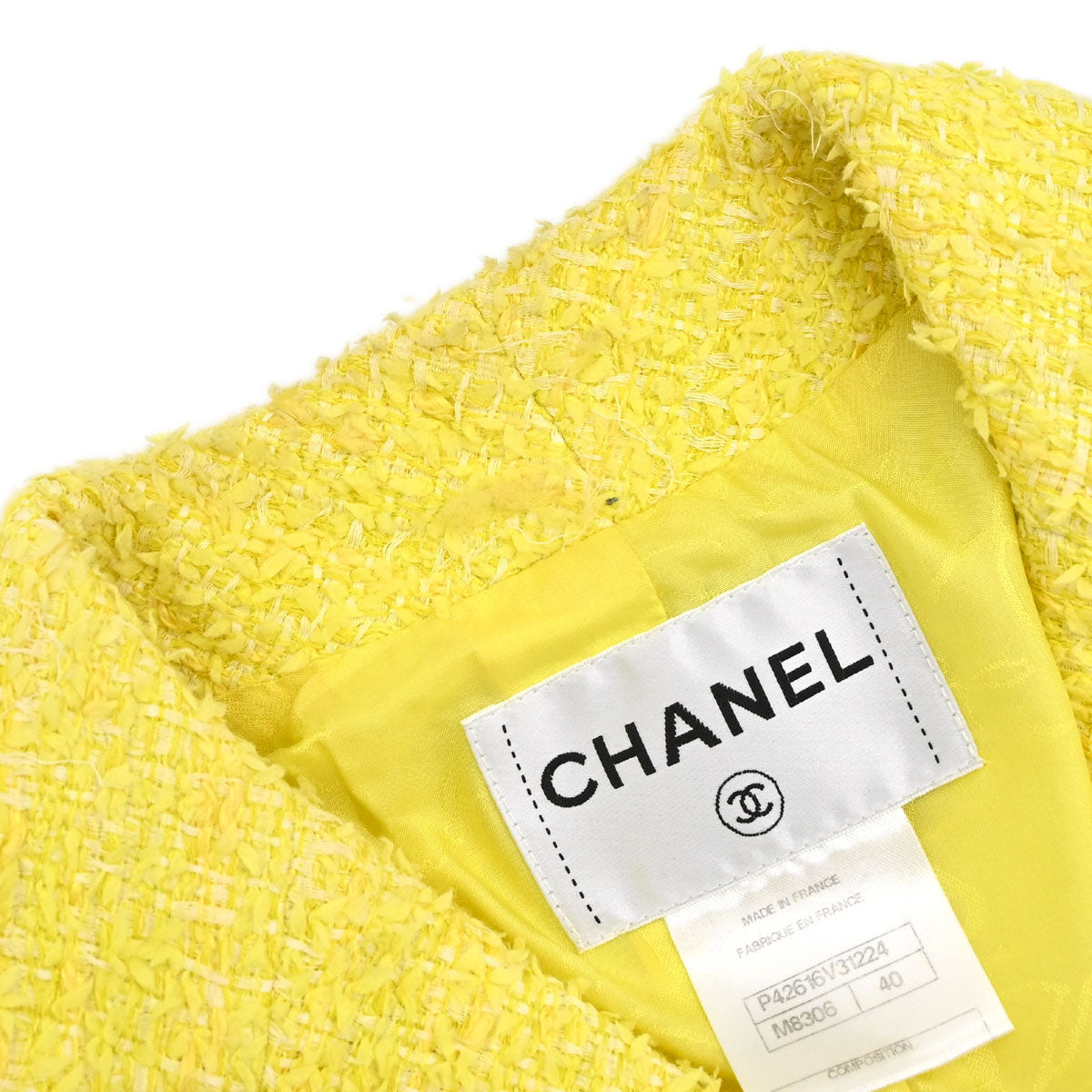 Chanel Single Breasted Jacket Tweed Yellow #40