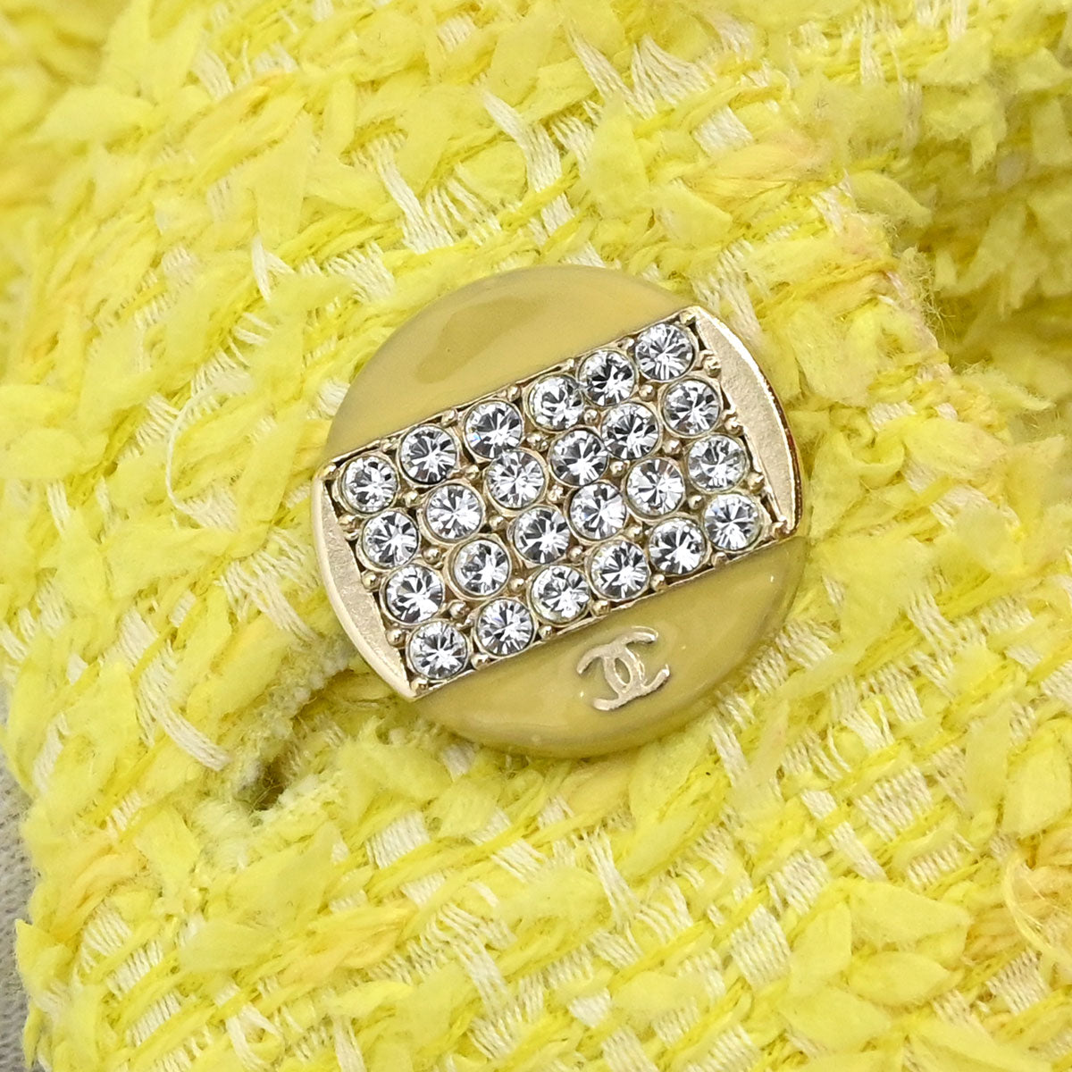 Chanel Single Breasted Jacket Tweed Yellow #40