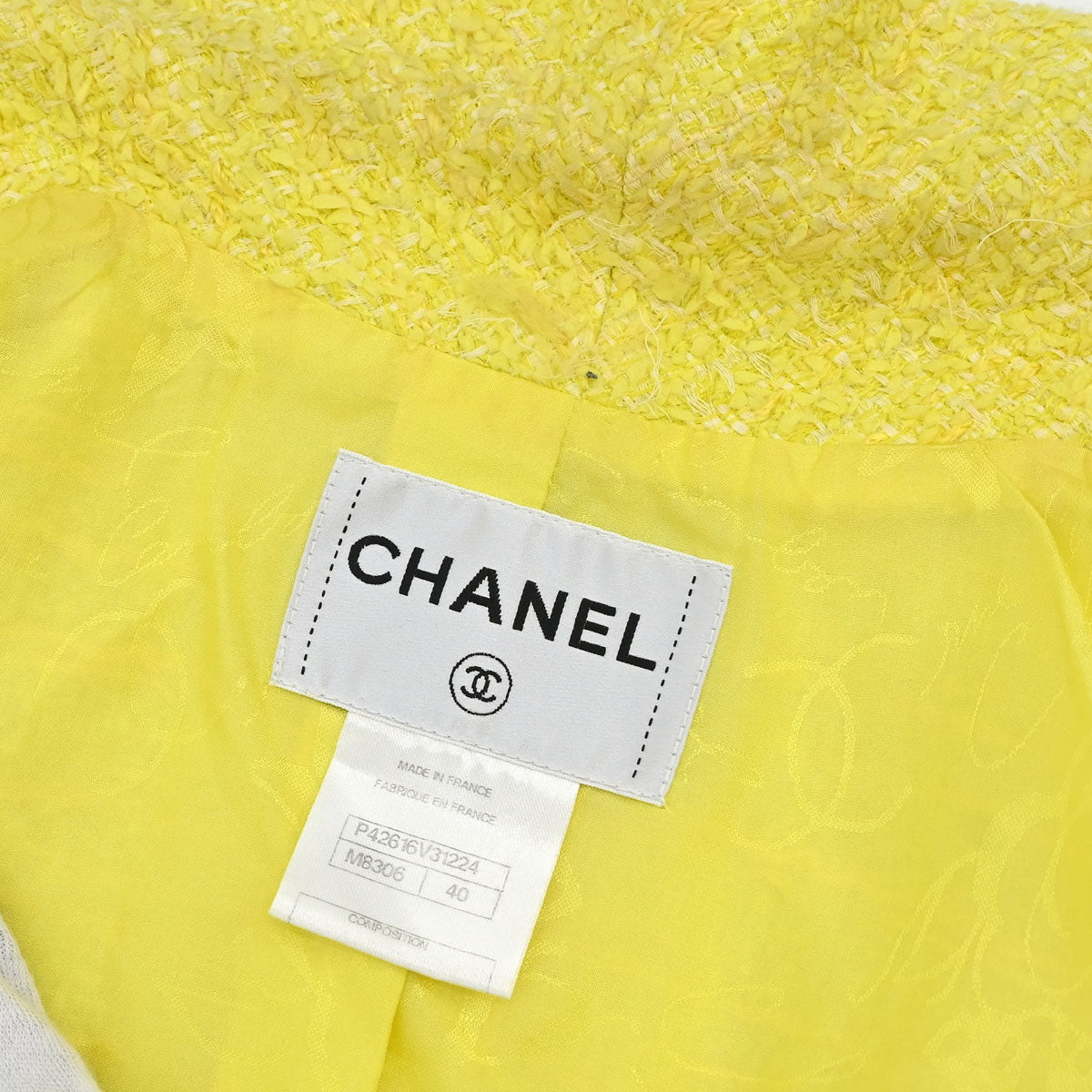Chanel Single Breasted Jacket Tweed Yellow #40