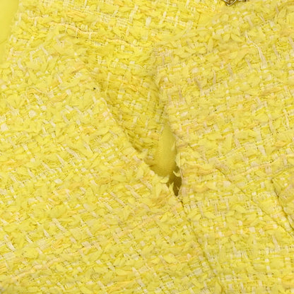 Chanel Single Breasted Jacket Tweed Yellow #40