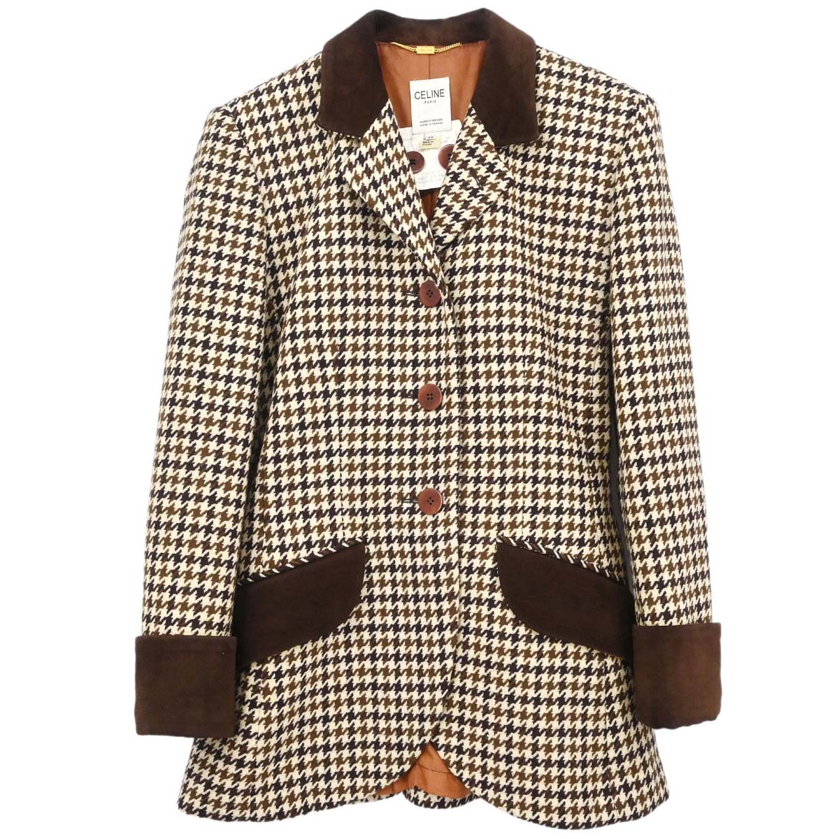 Celine Houndstooth Jacket Brown #40