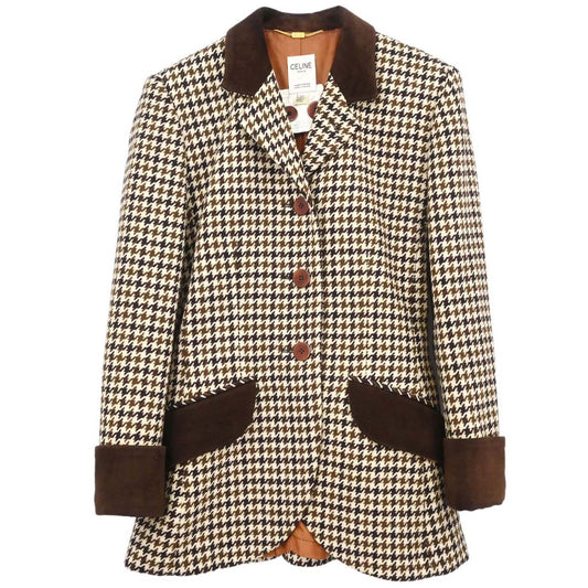 Celine Houndstooth Jacket Brown #40