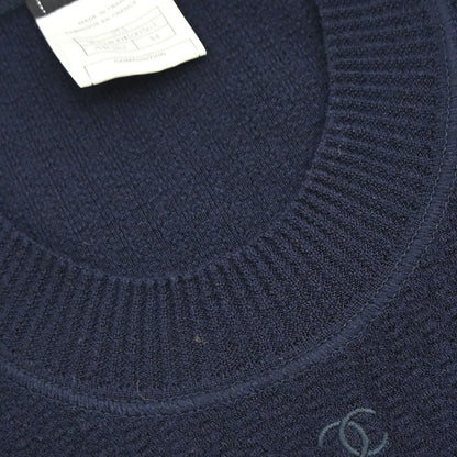 Chanel 2007 Short Sleeve Knit Top Navy #34