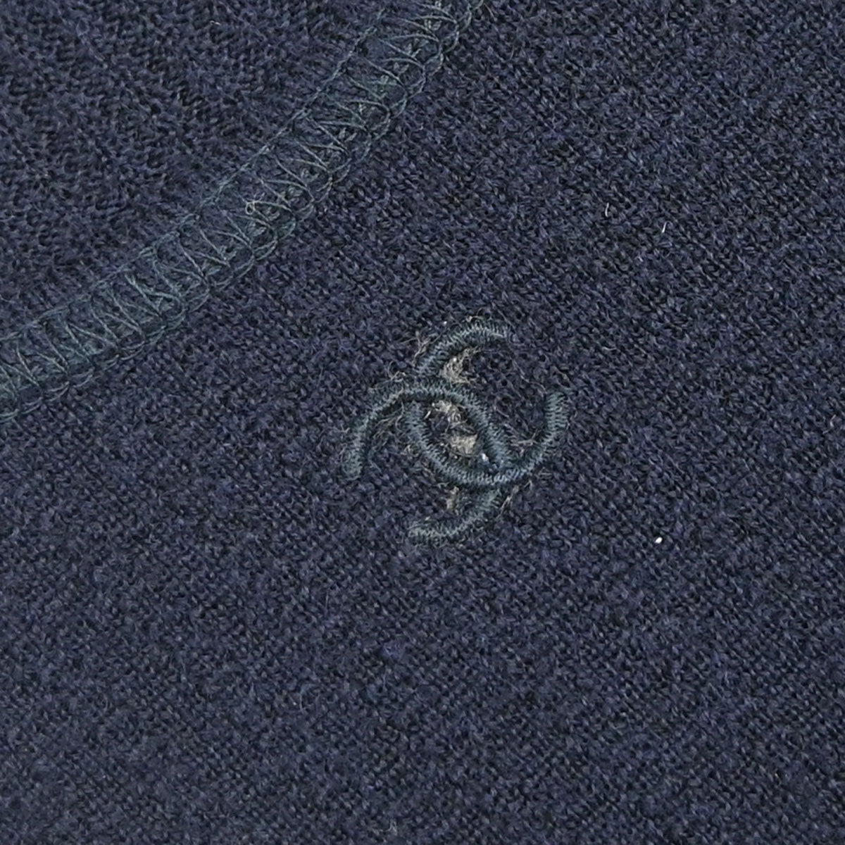 Chanel 2007 Short Sleeve Knit Top Navy #34