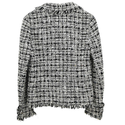 Chanel 2004 Single Breasted Jacket Tweed Black White #38