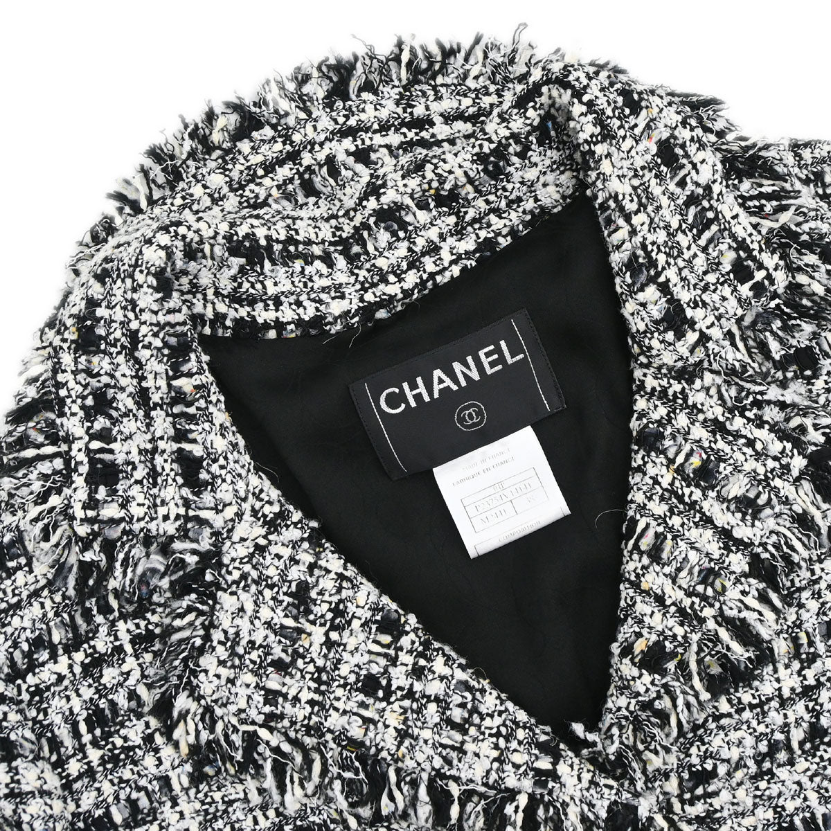 Chanel 2004 Single Breasted Jacket Tweed Black White #38