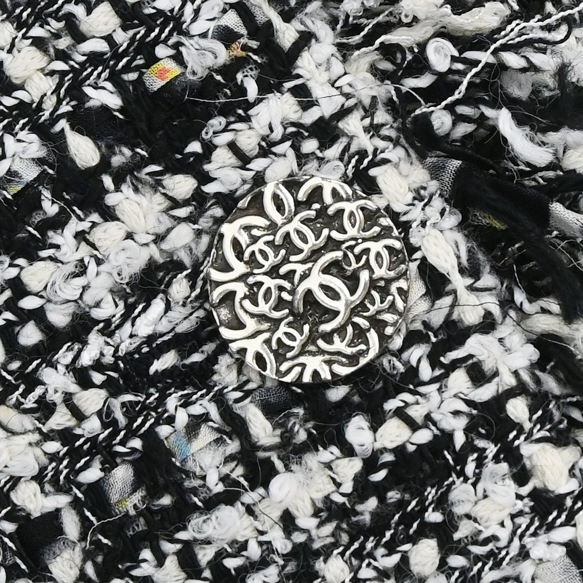 Chanel 2004 Single Breasted Jacket Tweed Black White #38