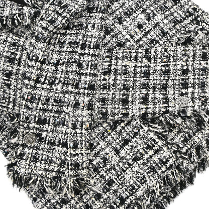 Chanel 2004 Single Breasted Jacket Tweed Black White #38