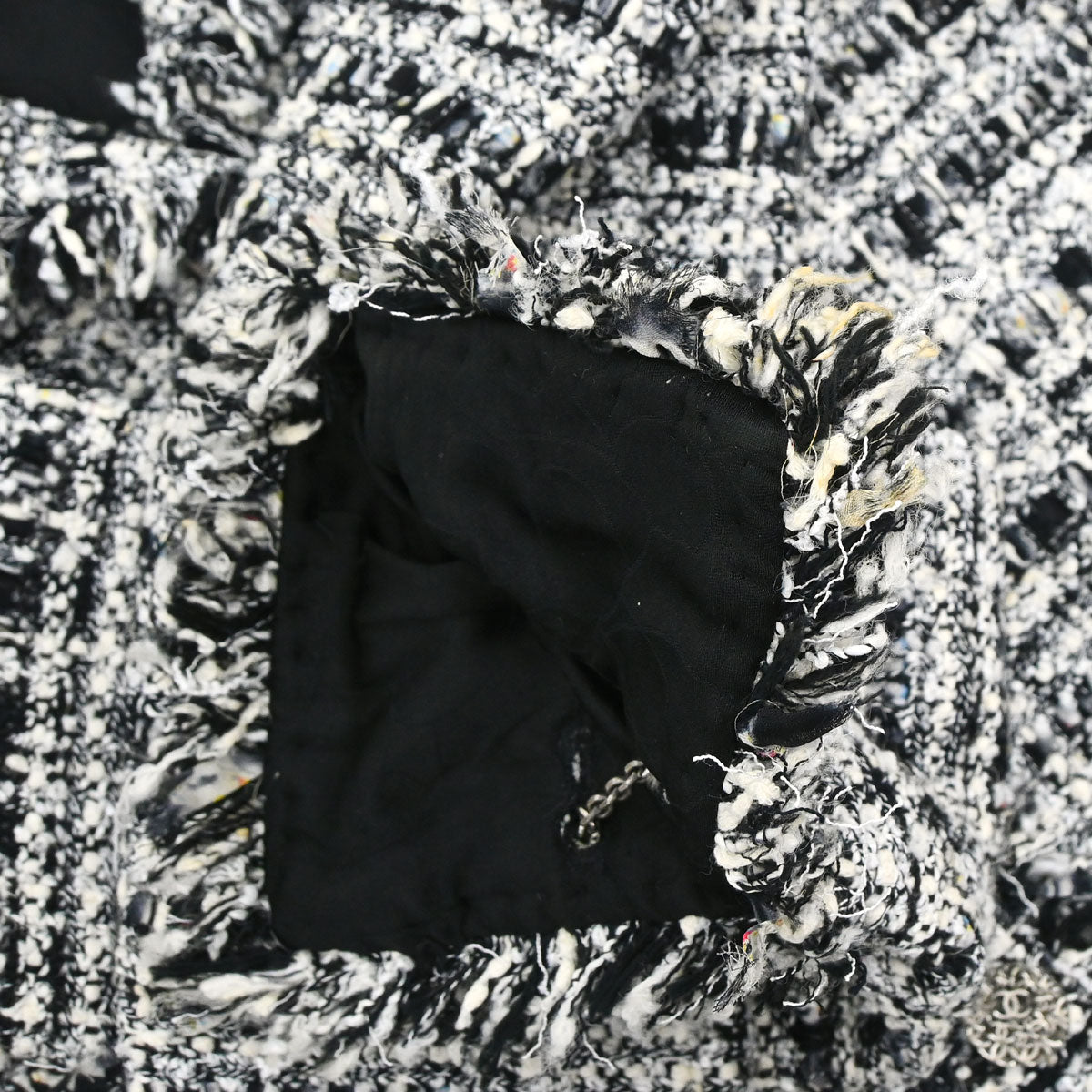 Chanel 2004 Single Breasted Jacket Tweed Black White #38