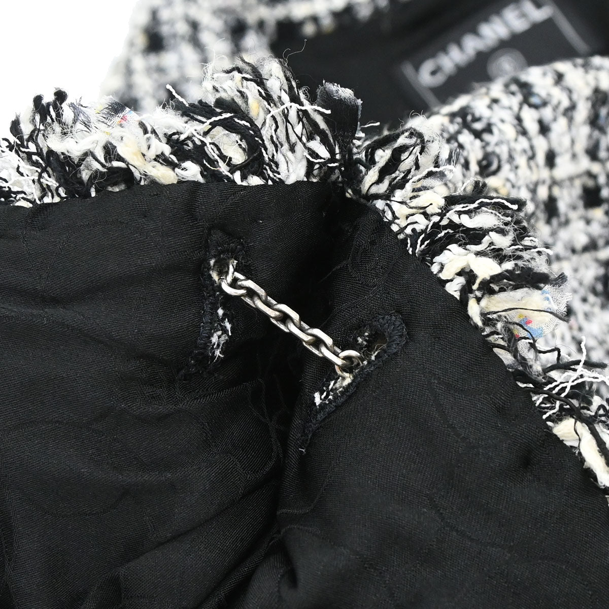 Chanel 2004 Single Breasted Jacket Tweed Black White #38