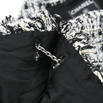 Chanel 2004 Single Breasted Jacket Tweed Black White #38