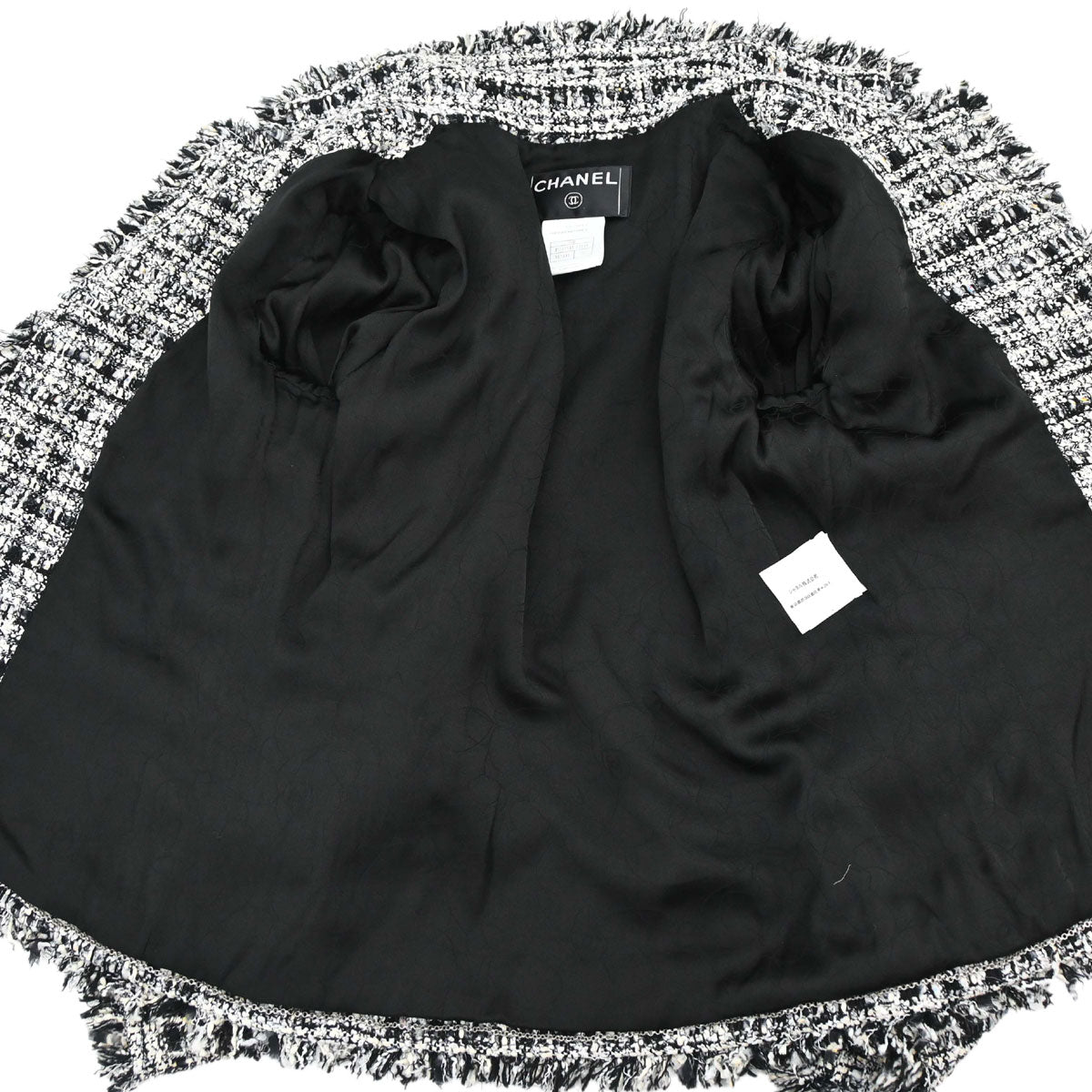Chanel 2004 Single Breasted Jacket Tweed Black White #38