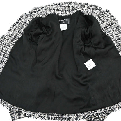 Chanel 2004 Single Breasted Jacket Tweed Black White #38