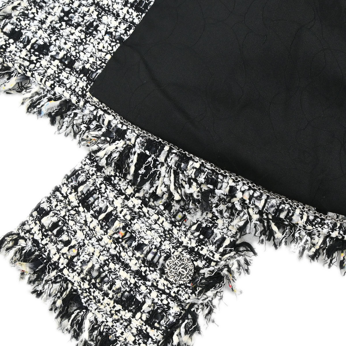 Chanel 2004 Single Breasted Jacket Tweed Black White #38