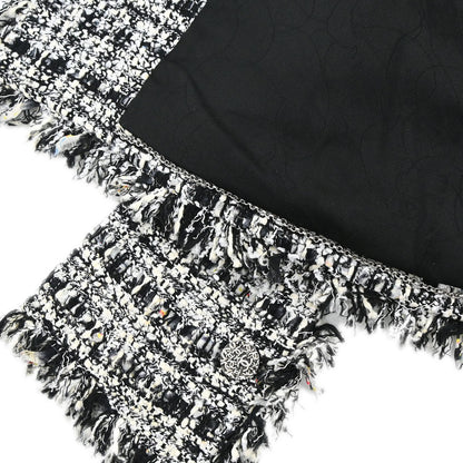 Chanel 2004 Single Breasted Jacket Tweed Black White #38