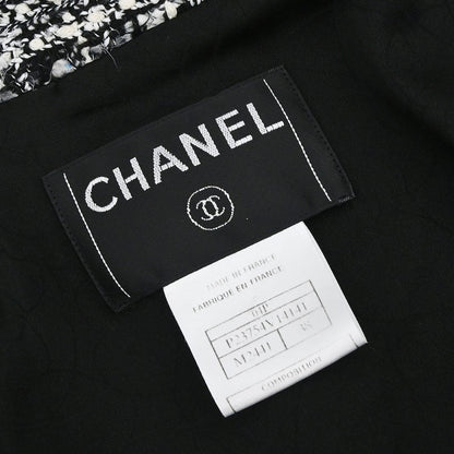 Chanel 2004 Single Breasted Jacket Tweed Black White #38