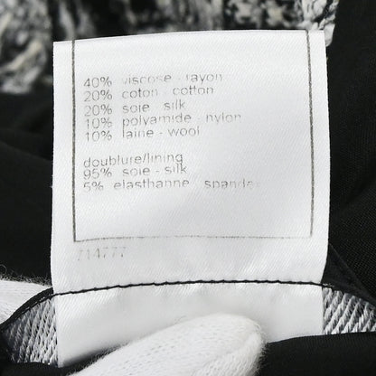 Chanel 2004 Single Breasted Jacket Tweed Black White #38