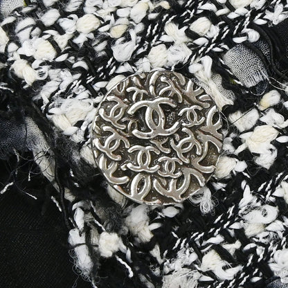 Chanel 2004 Single Breasted Jacket Tweed Black White #38