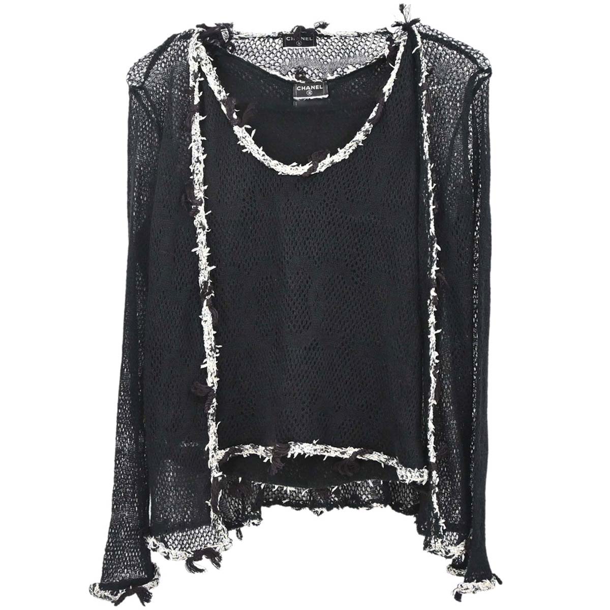 Chanel Set Cardigan Top Knit Black