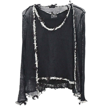 Chanel Set Cardigan Top Knit Black