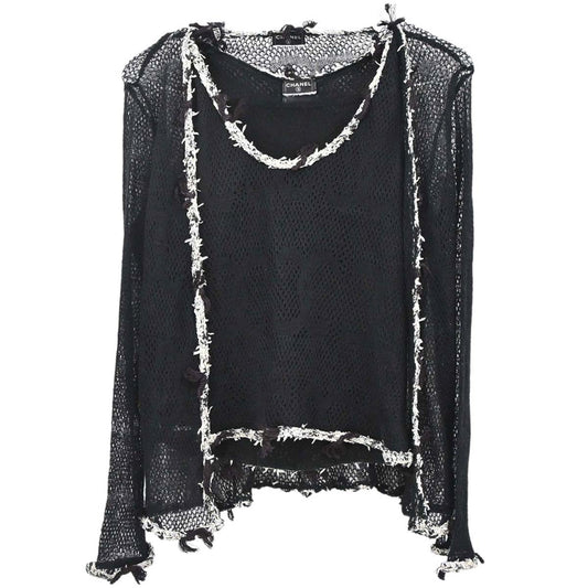 Chanel Set Cardigan Top Knit Black