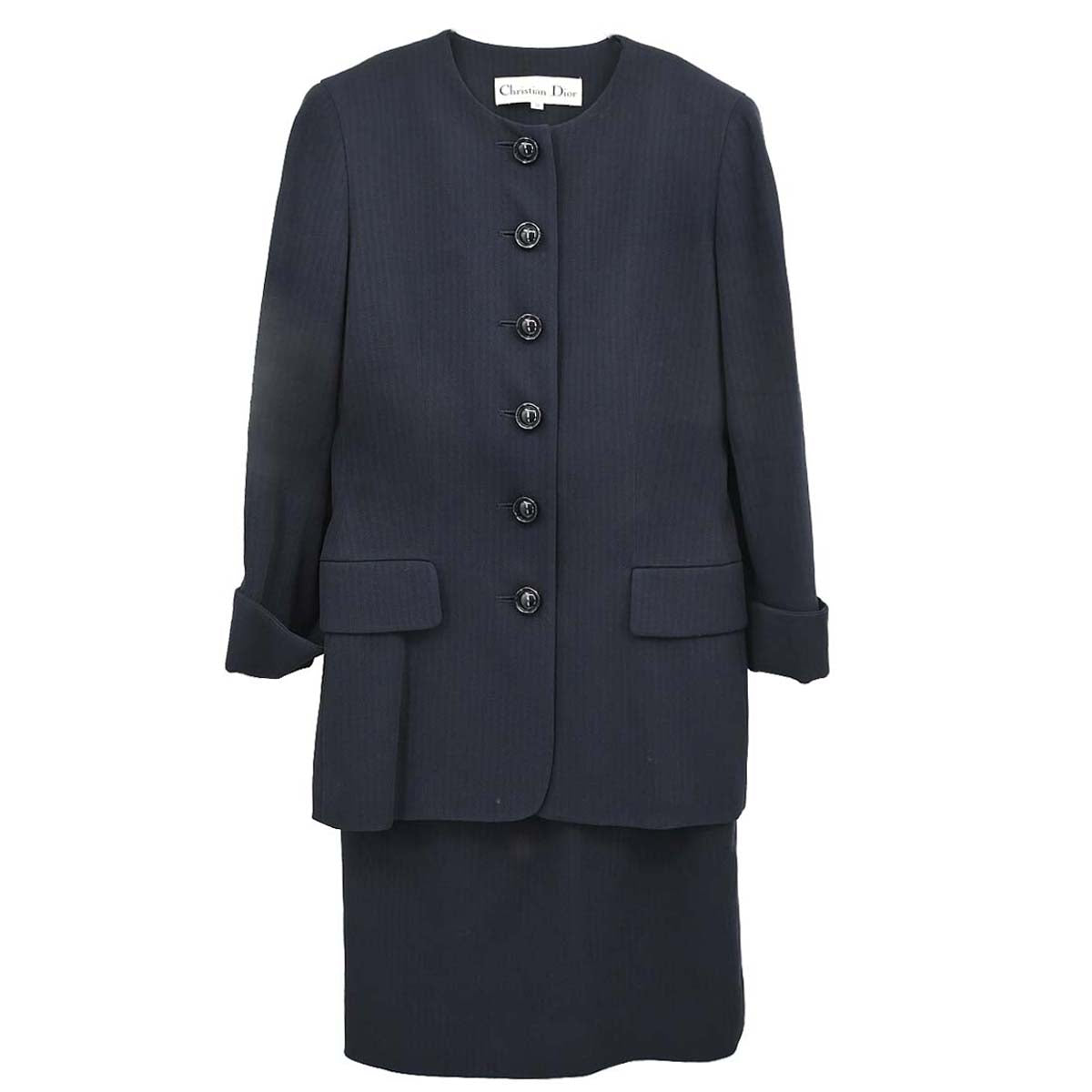 Christian Dior Setup Suit Jacket Skirt Navy #36–38