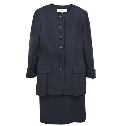 Christian Dior Setup Suit Jacket Skirt Navy #36–38
