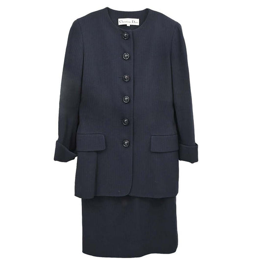 Christian Dior Setup Suit Jacket Skirt Navy #36–38