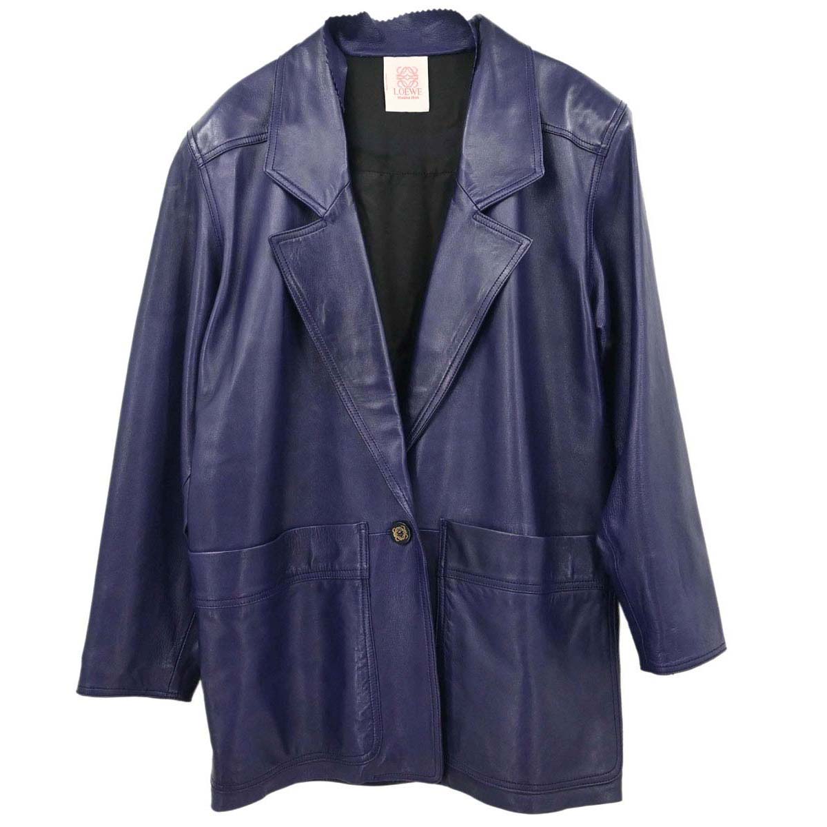 Loewe Single Breasted Leather Jacket Purple #40