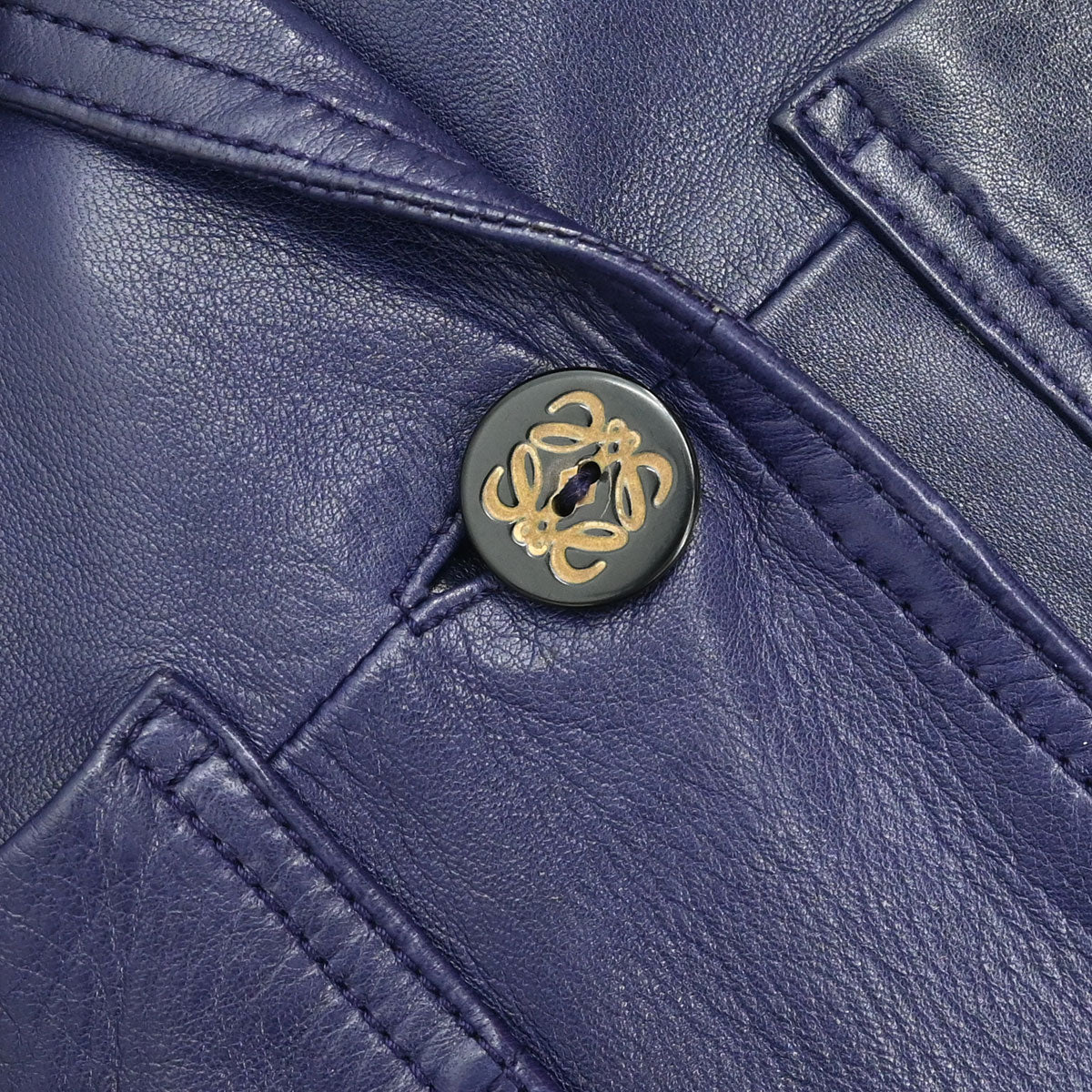 Loewe Single Breasted Leather Jacket Purple #40