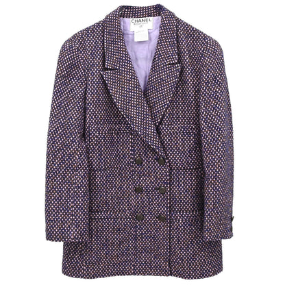 Chanel 1998 Double Breasted Tweed Jacket Pink #40