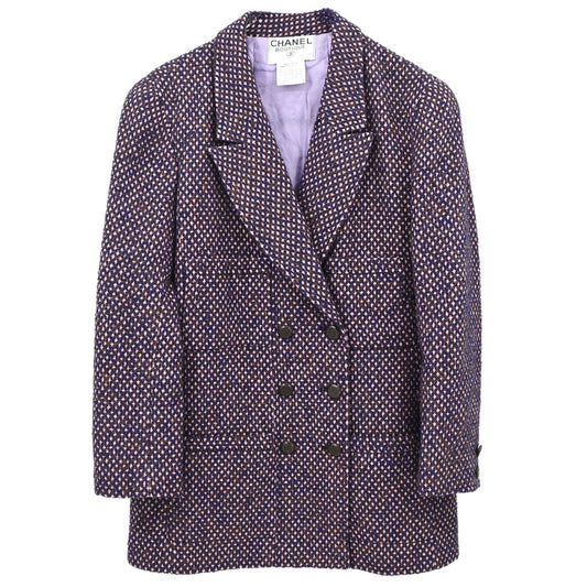 Chanel 1998 Double Breasted Tweed Jacket Pink #40