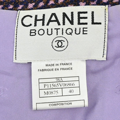 Chanel 1998 Double Breasted Tweed Jacket Pink #40