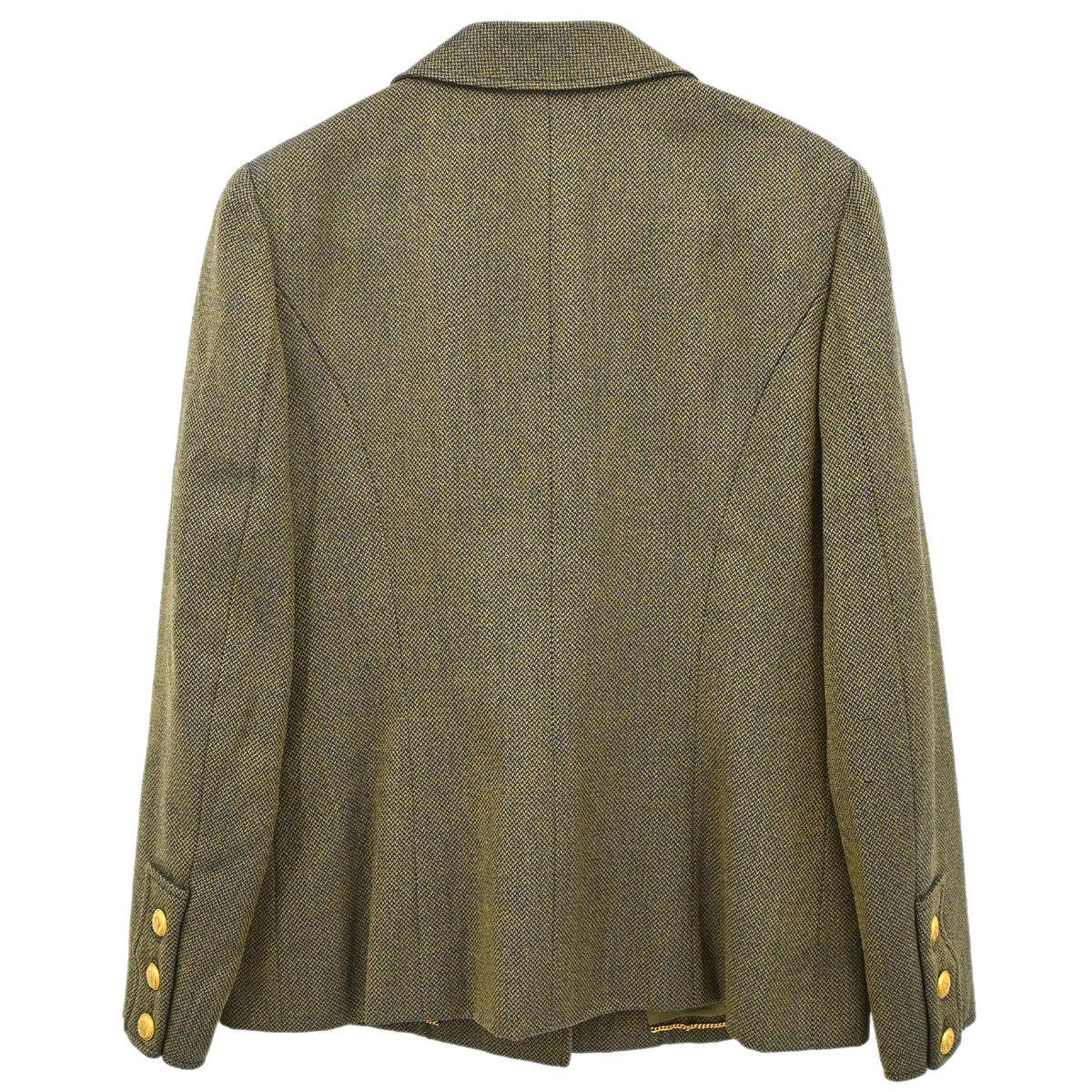 Chanel 1996 Single Breasted Tweed Jacket Khaki #42
