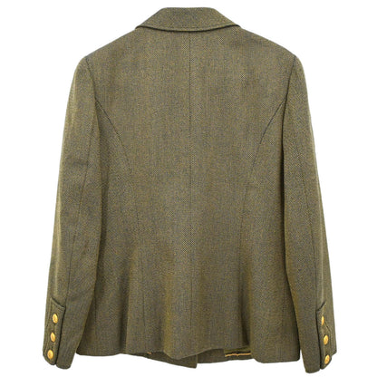 Chanel 1996 Single Breasted Tweed Jacket Khaki #42