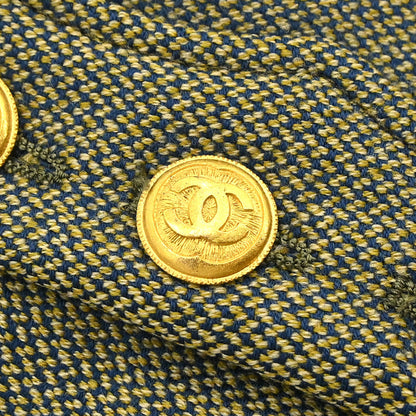 Chanel 1996 Single Breasted Tweed Jacket Khaki #42