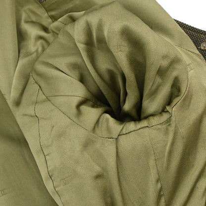 Chanel 1996 Single Breasted Tweed Jacket Khaki #42